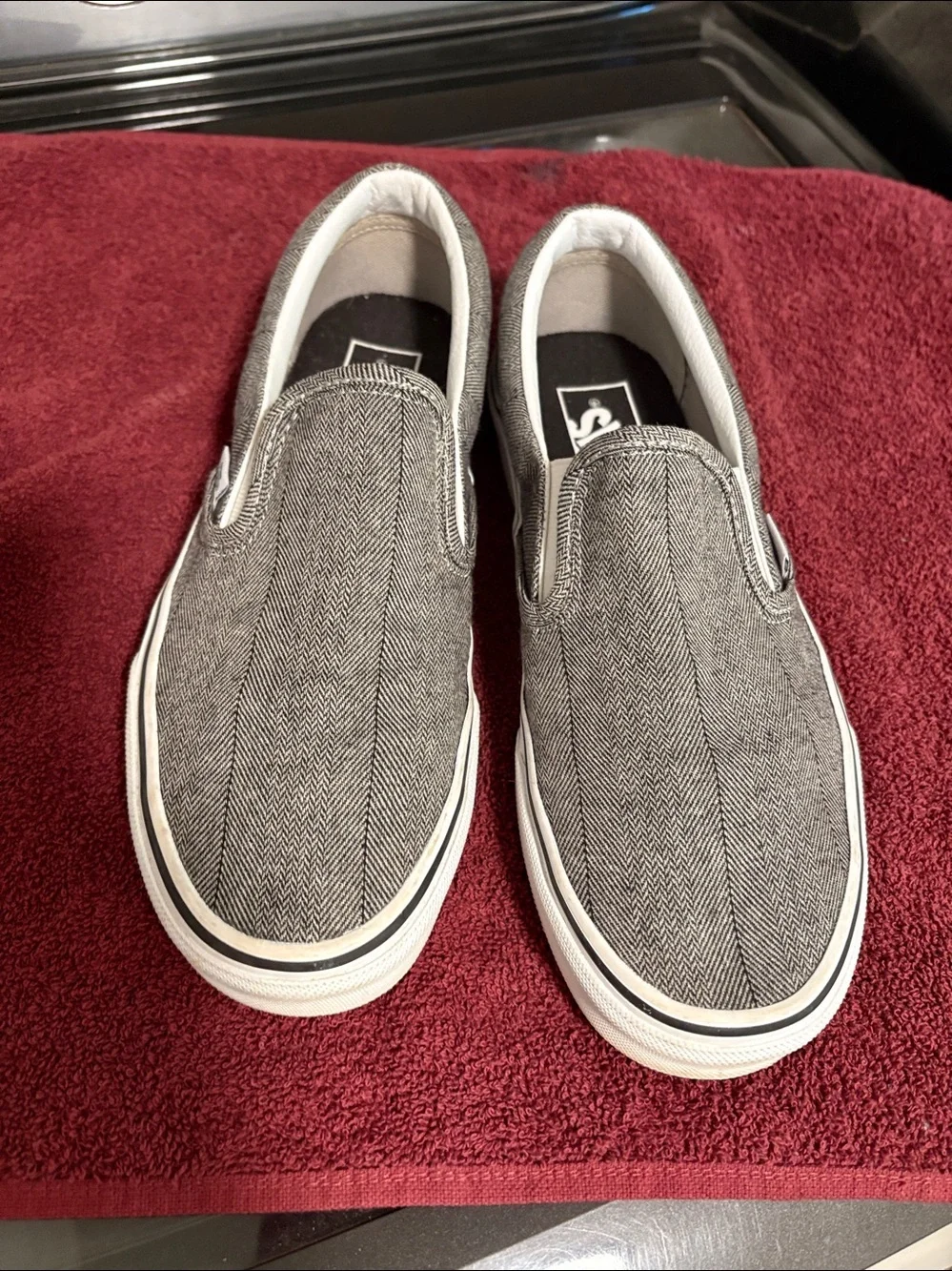 Vans Classic Slip Ons Herringbone Pattern Woman’s Sz 5.5